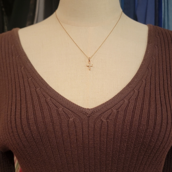 RALPH LAUREN ♡ Gorgeous Vintage Brown V Neck 'n Back Wide Ribbed Knit Sweater S - Picture 11 of 15